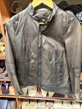 Theory Women's Leather Jacket Black Size 6